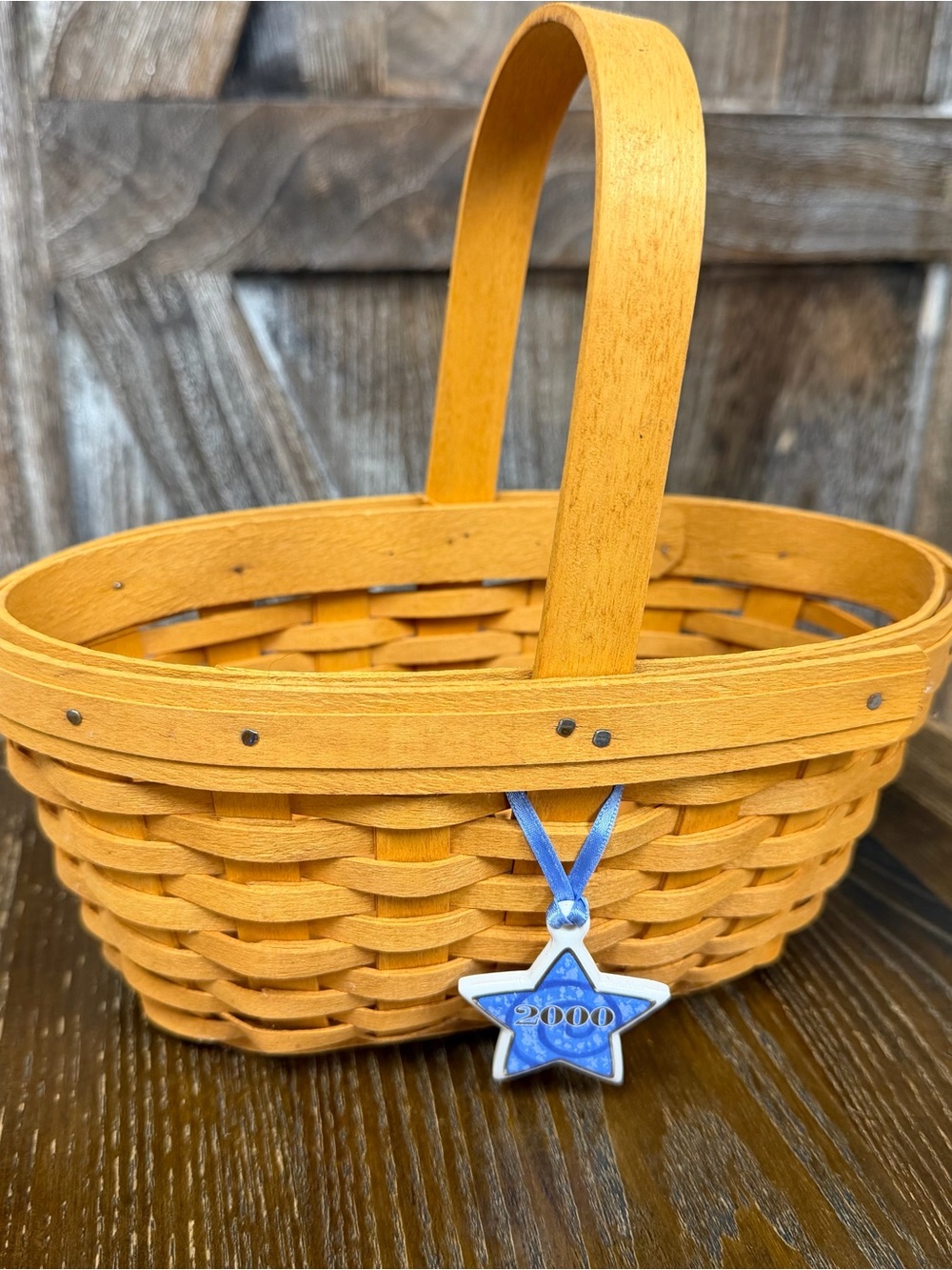 Longaberger Woven Century Basket with Blue Star Charm